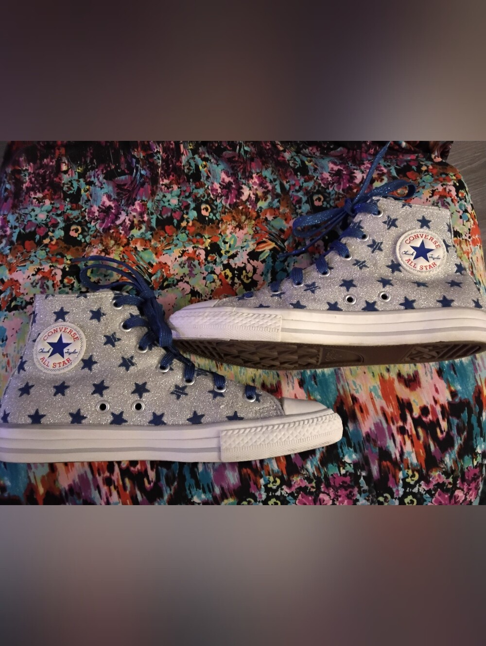 Converse All Star Glitter Star High Top Shoes youth girls size 4 Sneakers